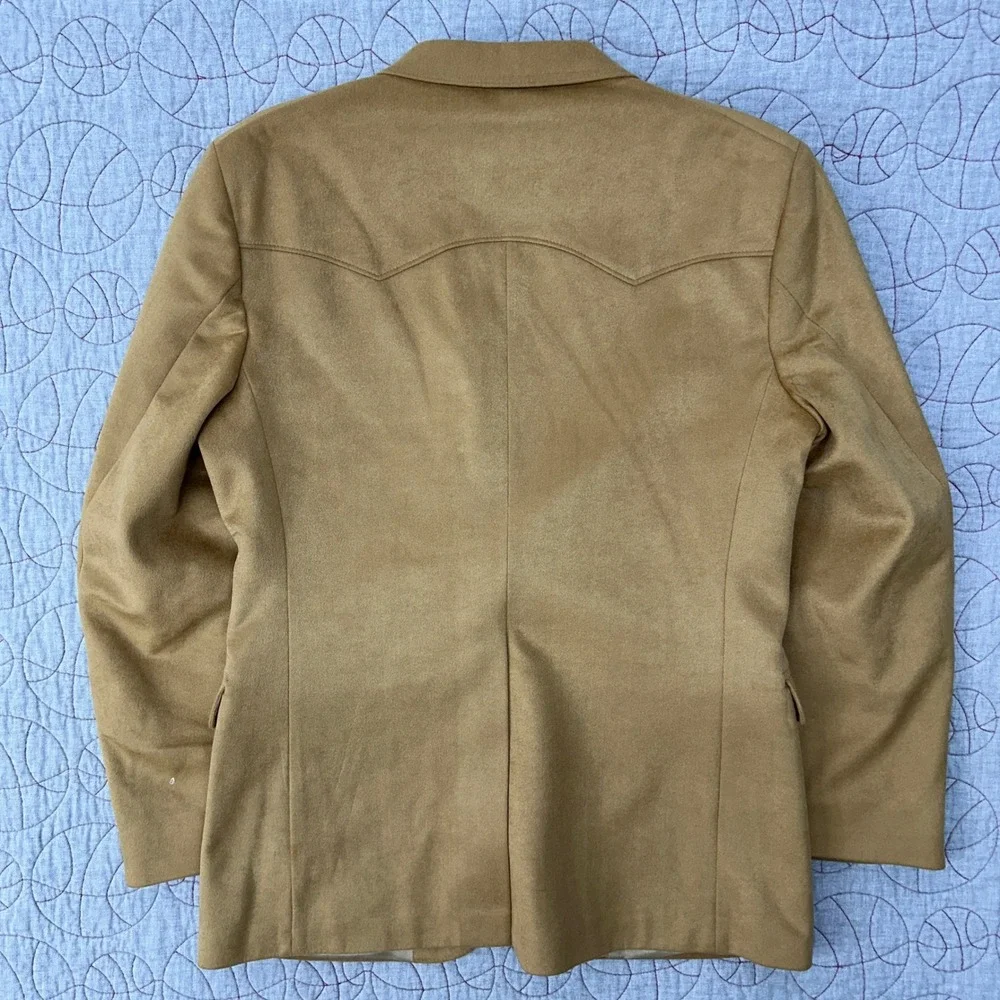 Farah Sport Coat‎ Tan Western Yoke Faux Suede Two Button / Mens 40R